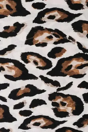 Viscose satijn stof, panterprint, offwhite/zwart/lichtbruin. Y763 Hete Deal