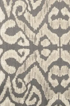 Viscose rayon stof, soepel vallend, barokprint, grijs/zilver. Y792 Gratis Verzending