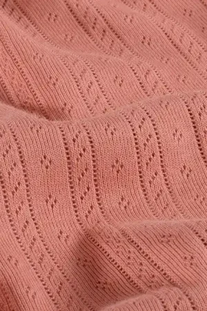 Voordeelprijs Fijne ajour katoen jersey stof, perzik. Y861