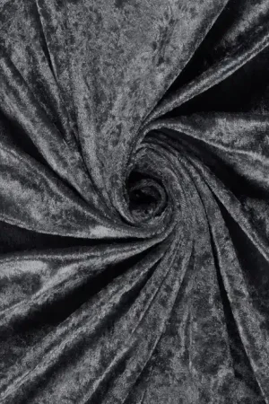 Weekendaanbieding Velour de panne stof , midden grijs. VP067