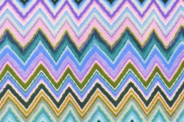 Viscose satijn stof, soepel vallend, zigzag print, blauw/paars. Y78 Nu Kopen