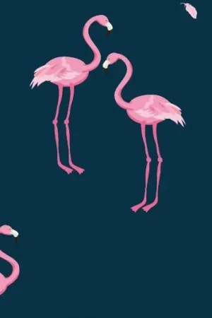 Waterdichte stof , digitale print, flamingo , blauw en roze . X1189 Beste Prijs
