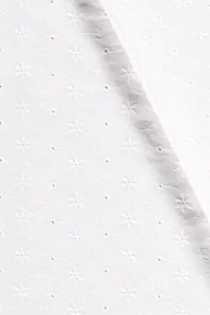 Beste Prijs Broderie katoen stof, geborduurde sterren, wit. X963