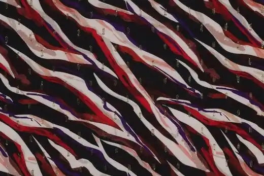 Viscose lurex stof, digitale dierenprint, zwart/paars. X041 Premium