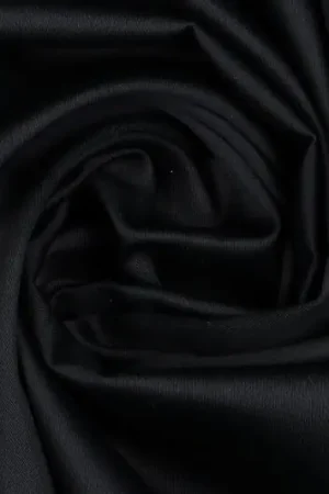 Beperkte Voorraad Poplin satijn stof, soepel vallend, zwart. PS001