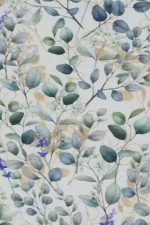 Viscose poplin stof, takjesprint, wit/groen/blauw/okergeel. D0551 Shop Nu