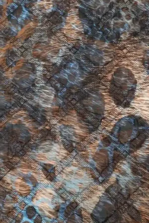 Bestel Nu Gewatteerde gestepte stof, dierenprint, bruin/blauw. D0316