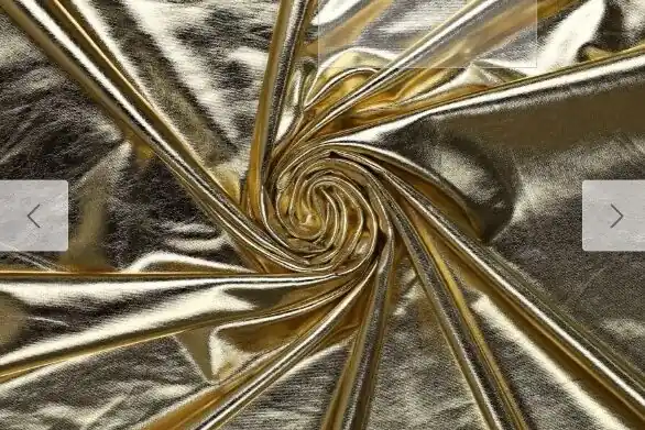 Weekendaanbieding Stretch lamee metallic stof, champagne. C537