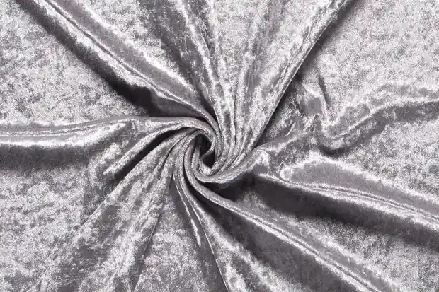 Velour de panne stof ,licht grijs . VP061 Aanbieding