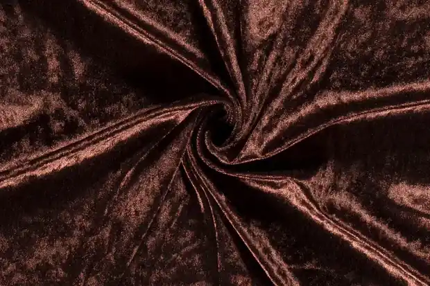Velour de panne stof ,donker bruin . VP058 Nieuw