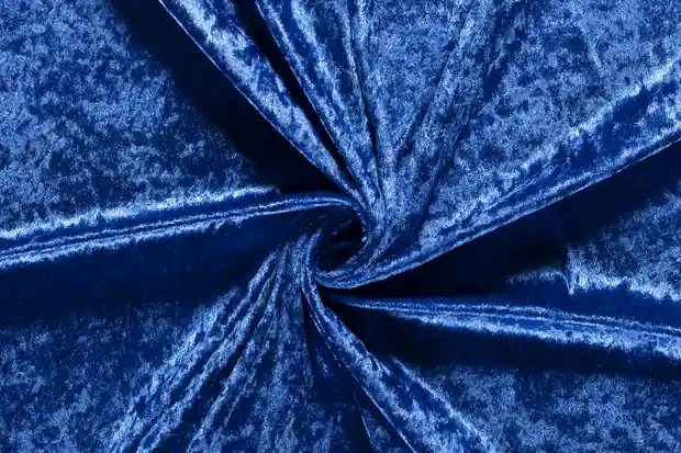 Velour de panne stof ,kobalt. VP005 Bestel Nu