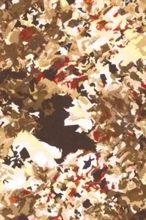 Alleen Vandaag Soepel vallende viscose stof, abstracte bloemen, bruin/geel/roest. A0925