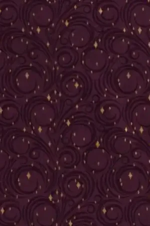 Weekendaanbieding Kerst katoen stof, foliedruk, sierlijke krullen, bordeaux/rosé. KE30