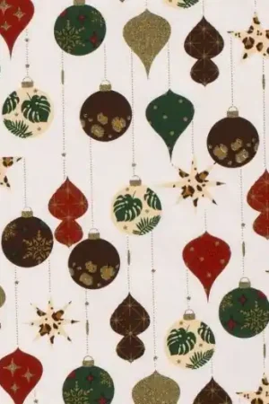 Alleen Vandaag Kerst katoen stof, foliedruk, kerstballen in diverse prints, offwhite/groen/rood/goud/bruin. KE40