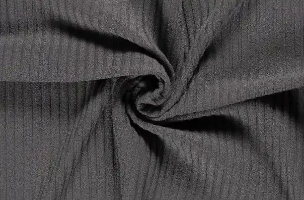 Viscose rib stof, donkergrijs. A0014 Actieprijs