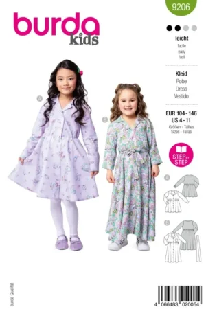 Weekendaanbieding Burda nr. 9206 maat 104-146 Jurk