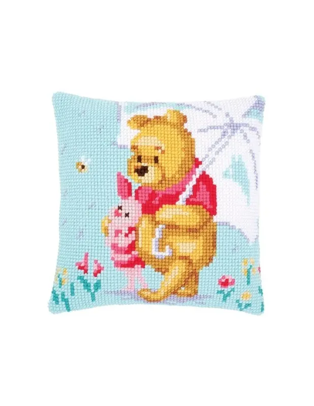 Aanbieding Kruissteekkussen kit Disney Winnie in de regen