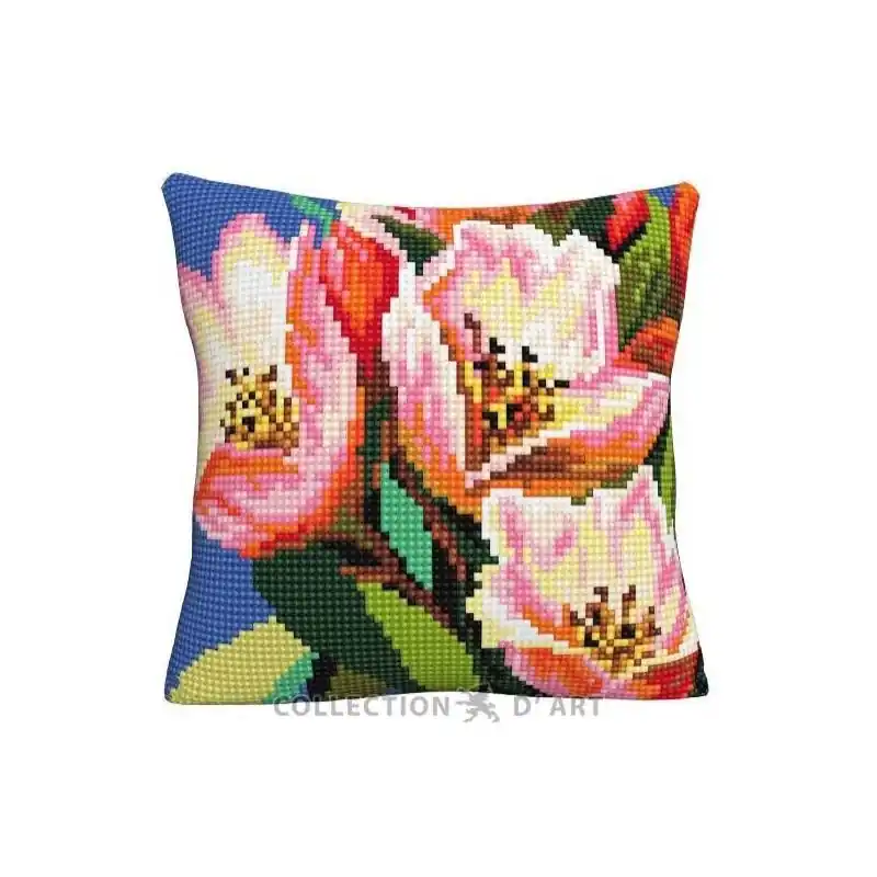 Direct Verzonden Kussen borduurpakket Colorful Floral Pattern - Collection d'Art
