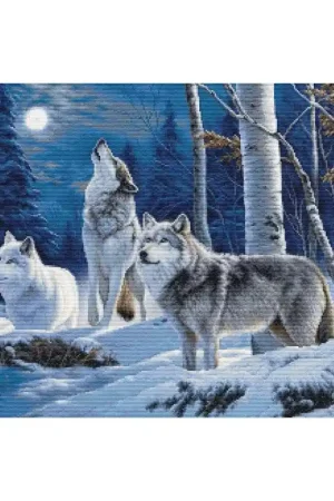Borduurpakket The Howl of Wolves and the Winter Moon - Luca-S Nu Kopen