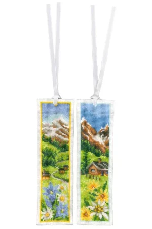 Alpenweide boekenlegger borduurpakket – Set van 2, Vervaco Voordeelprijs