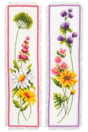 Beste Prijs Bloemen boekenlegger borduurpakket – Set van 2, Vervaco