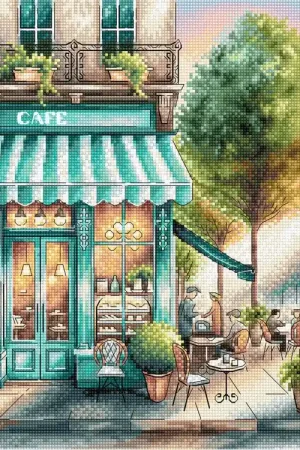 Dagaanbieding Borduurpakket A Coffee in Town - Ava Stitch