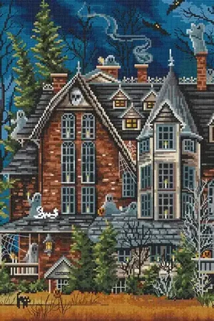 Weekendaanbieding Borduurpakketdecorating the haunted house - Leti Stitch