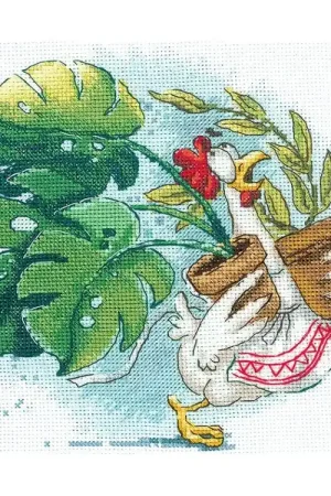 Borduurpakket - Kip met de planten - Andriana Must-Have