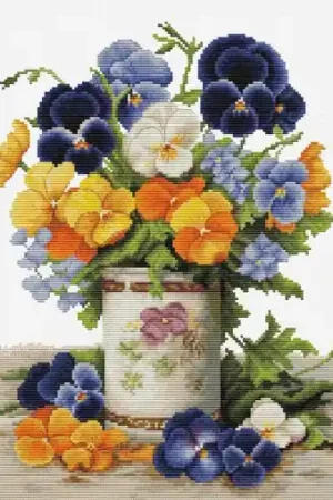 Voordeelprijs Borduurpakket - Pansies Bouquet- Luca-S