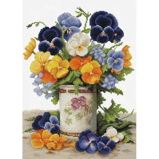 Voordeelprijs Borduurpakket - Pansies Bouquet- Luca-S