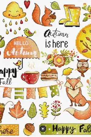 Seizoensaanbieding Borduurpakket Autumn Sampler - Leti Stitch