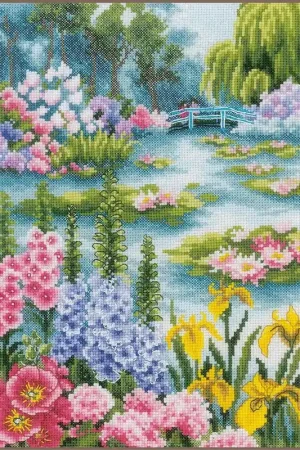 Borduurpakket Bij de waterlelievijver - Lanarte Betaalbaar