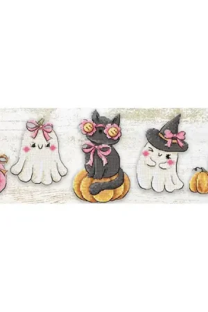 Shop Nu Borduurpakket Boo Crew Ornamentjes 5 stuks - Leti Stitch