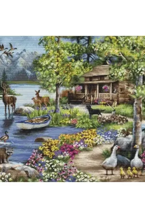 Gratis Retour Borduurpakket Cabin by the Lake - Luca-S