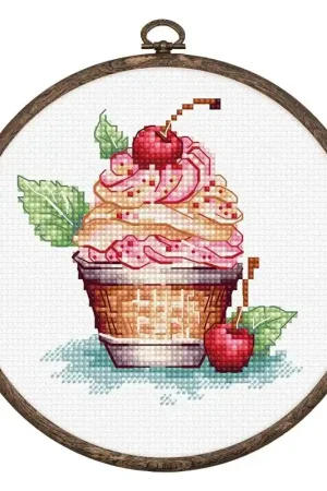 Borduurpakket Cherry Ice Cream - Luca-S inclusief borduuring Op = Op