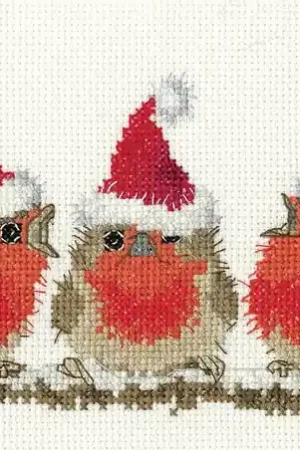 Borduurpakket Festive Robins - Heritage Crafts Beperkte Voorraad