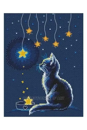 Borduurpakket Kitten and Starry Milk - Collection d'Art Beperkte Voorraad