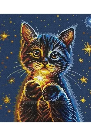 Borduurpakket Kitten’s Secret Stars - Collection d'Art Koopje