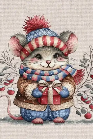Direct Verzonden Borduurpakket Little Mouse with Scarf- Ava Stitch