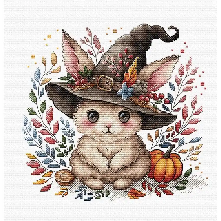 Borduurpakket Magic Bunny in Autumn- Ava Stitch Voordeelprijs