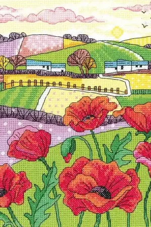 Dagaanbieding Borduurpakket Poppy landscape- Heritage Crafts