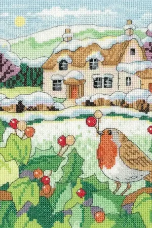 Borduurpakket Snowy Cottage - Heritage Crafts Rechtstreeks Van De Fabrikant