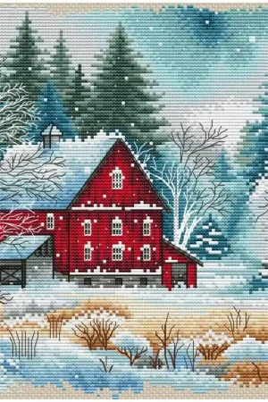 Lage Kosten Borduurpakket The Red Cabin (kleine versie) - Ava Stitch