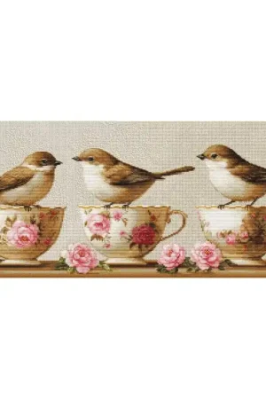 Borduurpakket Three Dainty Birds - Luca-S Voordeelprijs