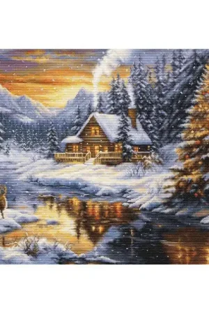 Borduurpakket Winter Evening in the Mountains - Luca-S Favoriet