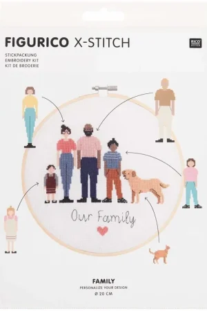 Betaalbaar Rico Design - Figurico - Family Borduurpakket