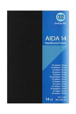 Beperkt Aanbod RTO borduurstof Aida Zwart – 14 count (39 x 45 cm)