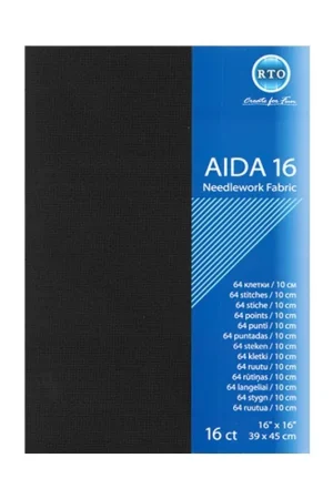 RTO borduurstof Aida Zwart – 16 count (39 x 45 cm) Laatste Versie