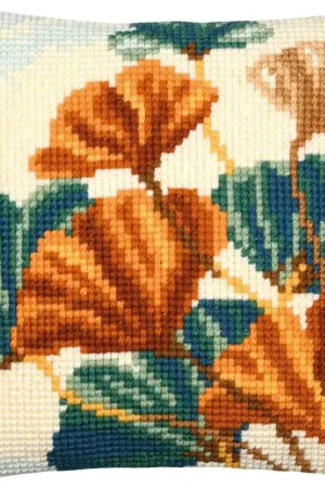 Tijdelijk Beschikbaar Vervaco Borduurpakket - Kussenpakket Ginkobladeren