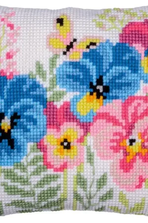 Snelle Levering Vervaco Borduurpakket - Kussenpakket Viooltjes